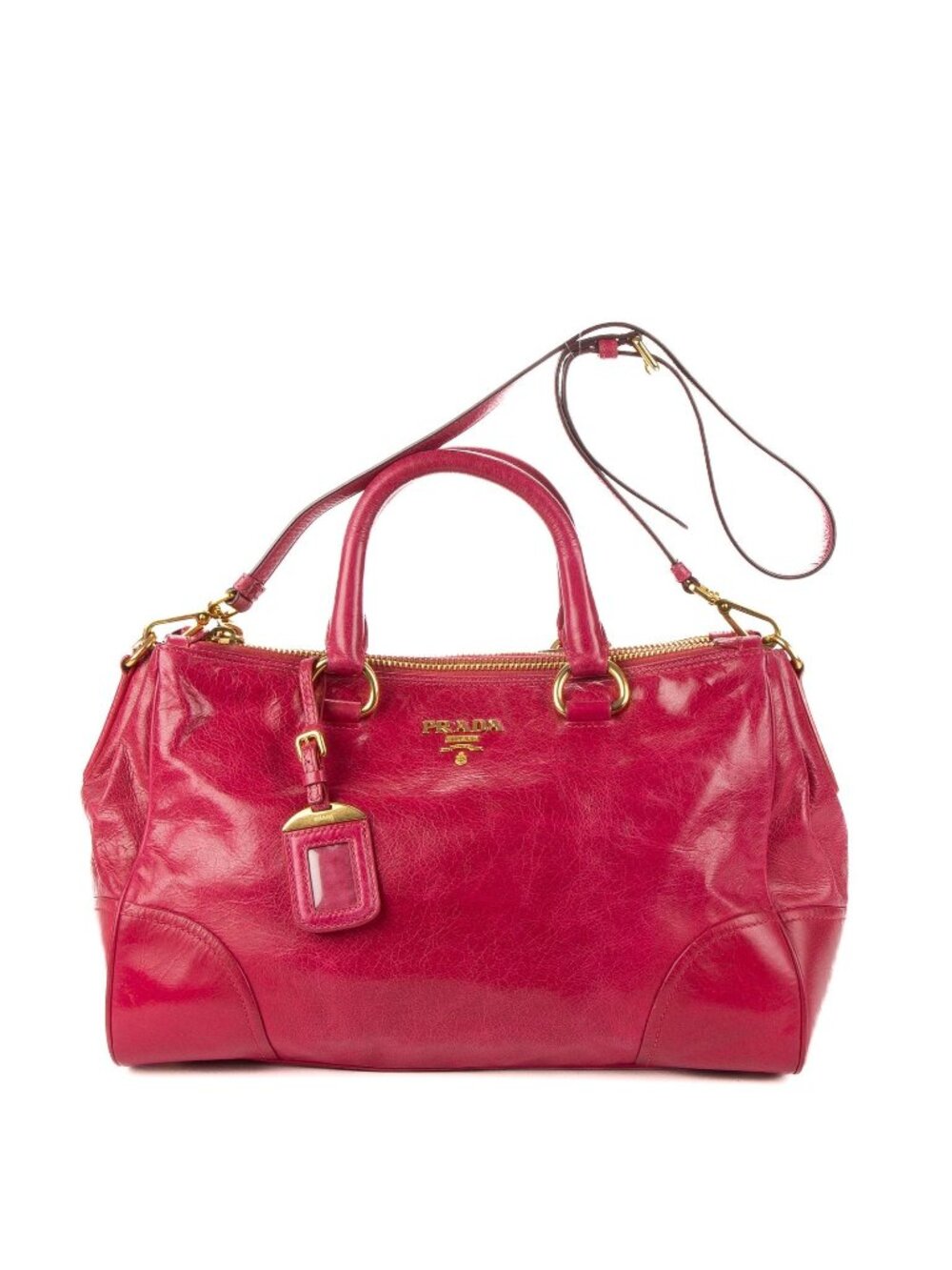 Prada Zip Top Handle Pink Vitello Shine